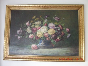 Floral oil painting by H. Lewis