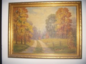 Autumn on a path painting