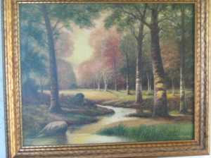 Woods with Sun Break signed H. R. Lewis